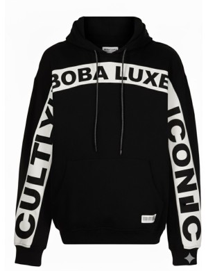 Hoodie Noir Boba Luxe Iconic