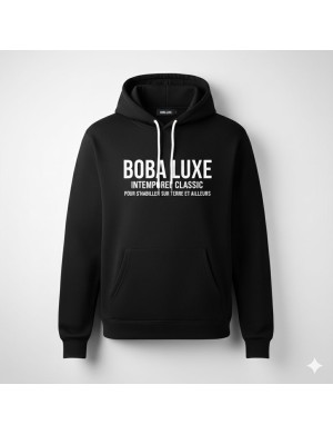 HOODIE NOIR BOBA LUXE POUR S'HABILLER SUR TERRE ET AILLEURS