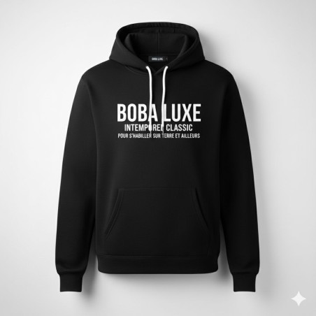 HOODIE NOIR BOBA LUXE POUR S'HABILLER SUR TERRE ET AILLEURS