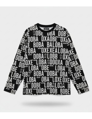 SWEAT NOIR ET BLANC BOBA LUXE MOTIF TEXTE