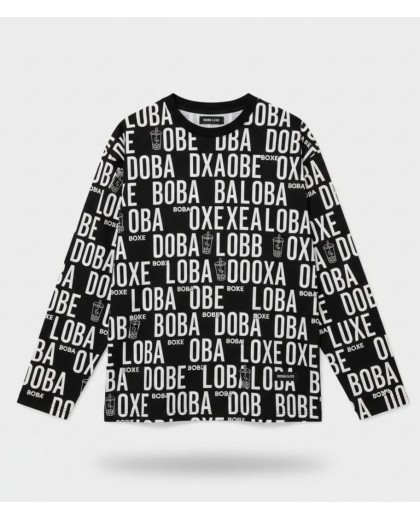 SWEAT NOIR ET BLANC BOBA LUXE MOTIF TEXTE