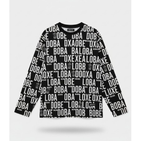 SWEAT NOIR ET BLANC BOBA LUXE MOTIF TEXTE